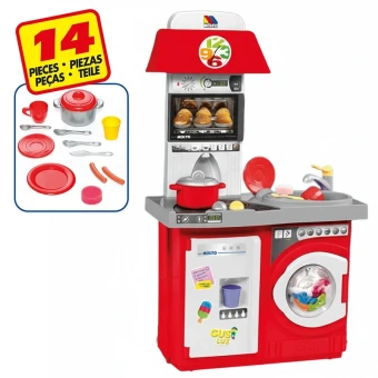Детская кухня Molto 15162 (высота 85,5 см, духовка, вытяжка, холодильник, стиральная машина)