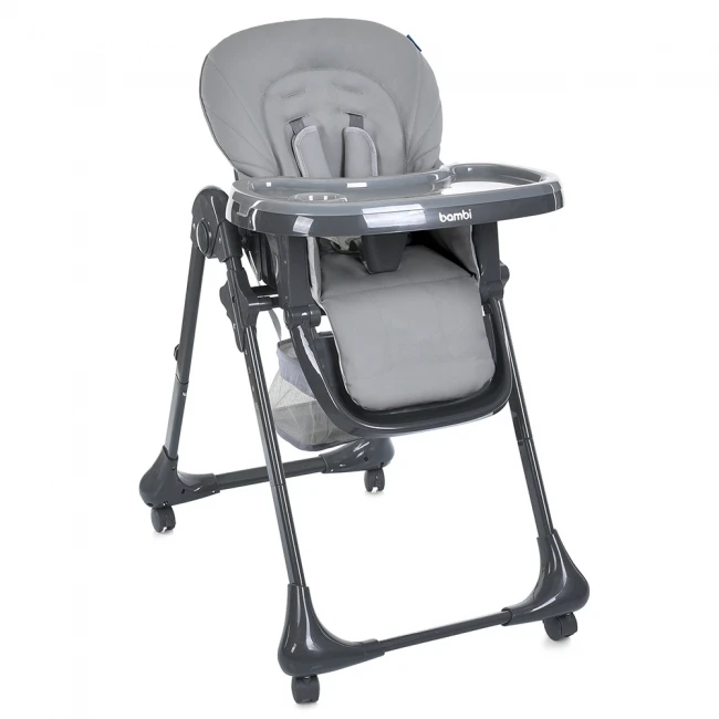 Стульчик для кормления Bambi M 3233L-G Gray (съемный столик, корзинка, чехол, 4 колеса)