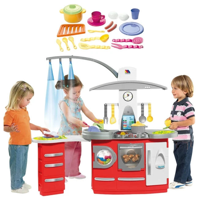 Детская большая кухня Molto 7150 (высота 106 см, свет, обеденный стол, духовка, холодильник, плита, вытяжка, раковина, стиральная машина) Детская большая кухня Molto 7150 (высота 106 см, свет, обеденный стол, духовка, холодильник, плита, вытяжка, раковина, стиральная машина)