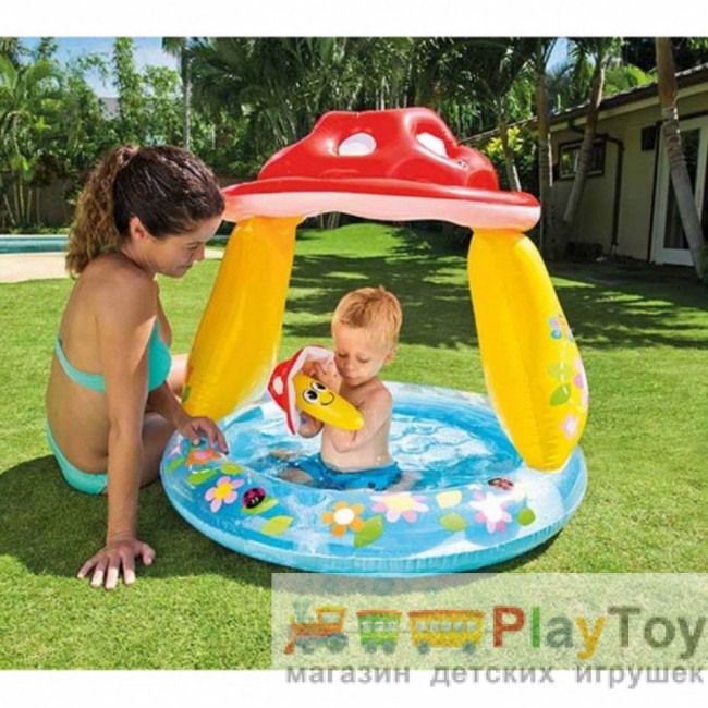 Дитячий надувний басейн Intex 57114-1 Грибочок 102 х 89 см із кульками 10 шт
