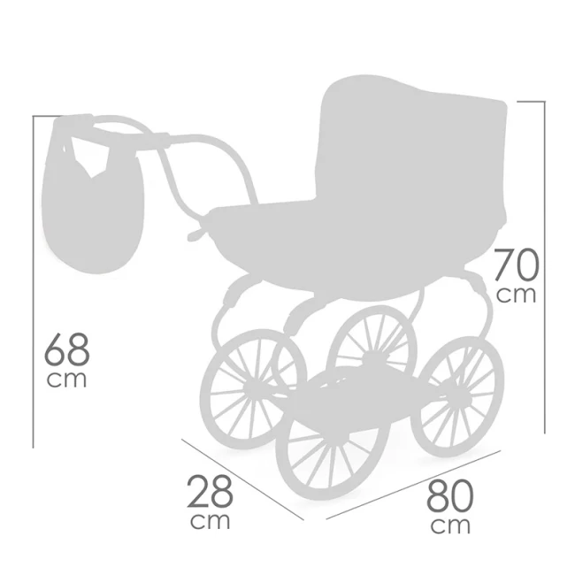 Коляска для кукол DeCuevas 87074 Tulipe (классическая, корзинка, сумка)