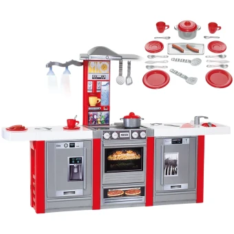 Детская большая кухня Molto 15168 (высота 106 см, свет, духовка, вытяжка, холодильник, посудомоечная машина)