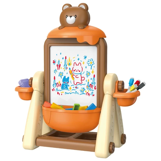 Дитячий мольберт 899-93 Y двосторонній (механічний тетріс, 4 маркери, губка)