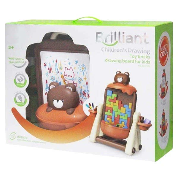 Дитячий мольберт 899-93 Y двосторонній (механічний тетріс, 4 маркери, губка)