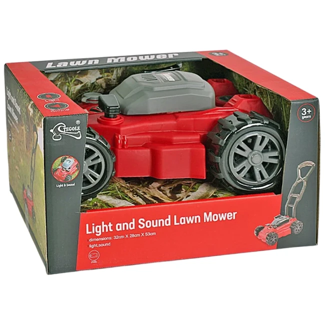 Игрушечная газонокосилка T 1810 на батарейках, подсветка, звук Игрушечная газонокосилка T 1810 на батарейках, подсветка, звук