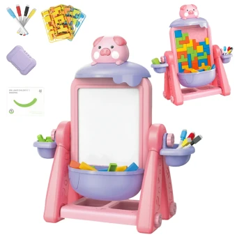 Дитячий мольберт 899-92 Y двосторонній (механічний тетріс, 4 маркери, губка)