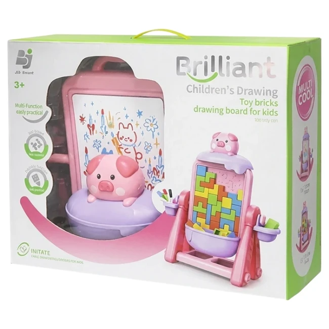 Дитячий мольберт 899-92 Y двосторонній (механічний тетріс, 4 маркери, губка)