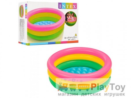 Детский надувной бассейн Intex (57402) Радуга 34 литра,надувное дно,61 x 22 см