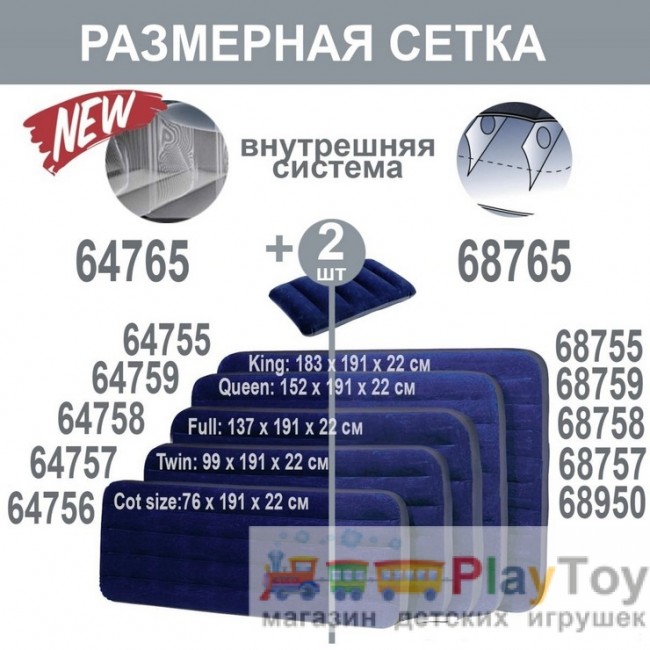 Надувной матрас Intex 64756 - 76х191х25 см Надувной матрас Intex 64756 - 76х191х25 см
