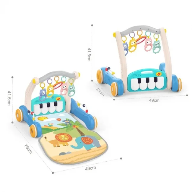 Ходунки-каталка коврик Rack & Walker HE 0637/0638 2 в 1 (погремушки, пианино, мелодии, пальчиковые лабиринты)
