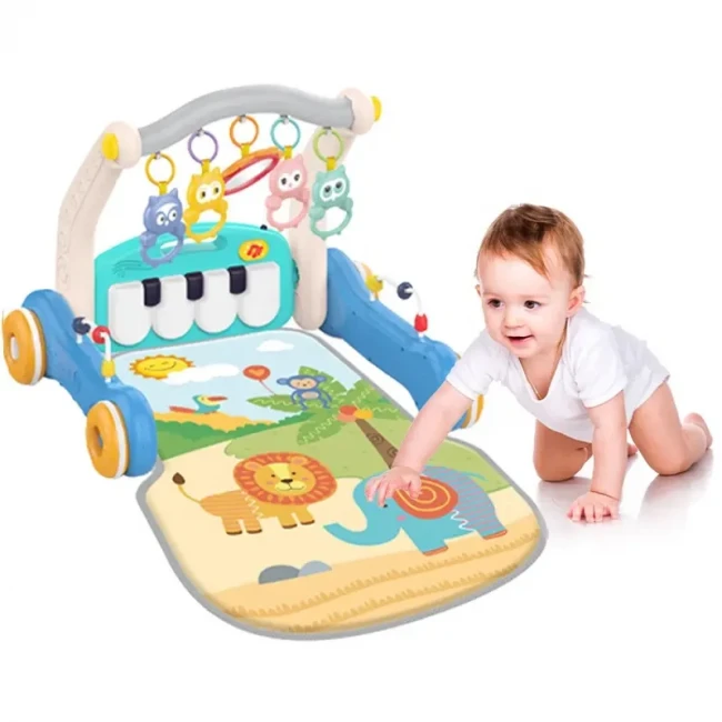 Ходунки-каталка коврик Rack & Walker HE 0637/0638 2 в 1 (погремушки, пианино, мелодии, пальчиковые лабиринты)