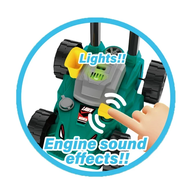 Игрушечная газонокосилка T 2042 на батарейках, подсветка, звук Игрушечная газонокосилка T 2042 на батарейках, подсветка, звук