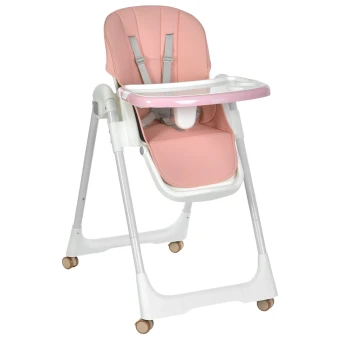 Стульчик для кормления Bambi M 5673 Pink (съемный столик, подножка, чехол, 4 колеса)