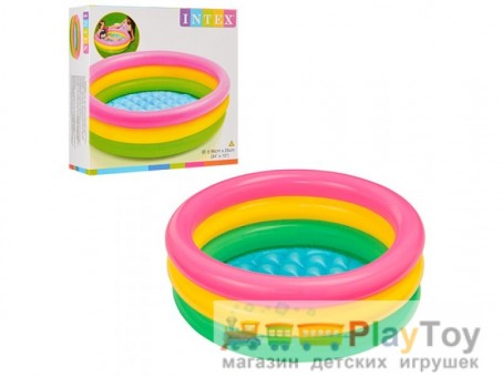 Детский надувной бассейн Intex (58924) Радуга 68 литров,надувное дно,86 x 25 см