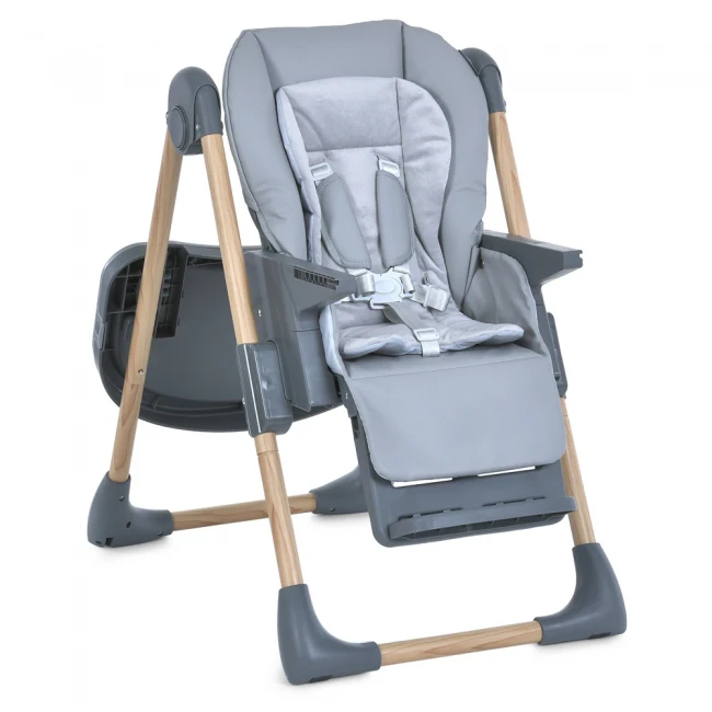Стульчик для кормления El Camino ME 1115-W CRAFT Gray (съемный столик, дуга с подвесками, чехол, 2 колеса)