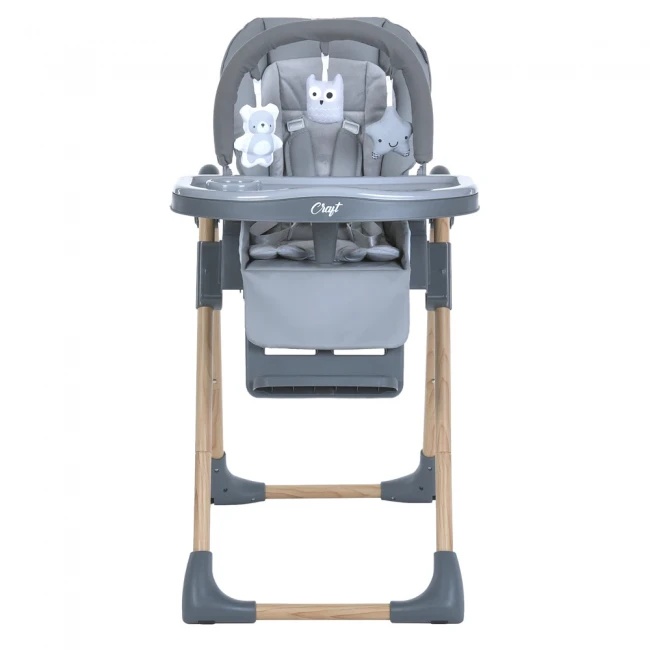 Стульчик для кормления El Camino ME 1115-W CRAFT Gray (съемный столик, дуга с подвесками, чехол, 2 колеса)