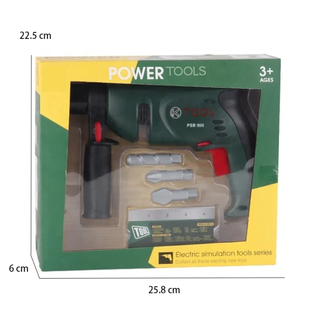 Игрушечная дрель 0223-13 на батарейках, подсветка Игрушечная дрель 0223-13 на батарейках, подсветка