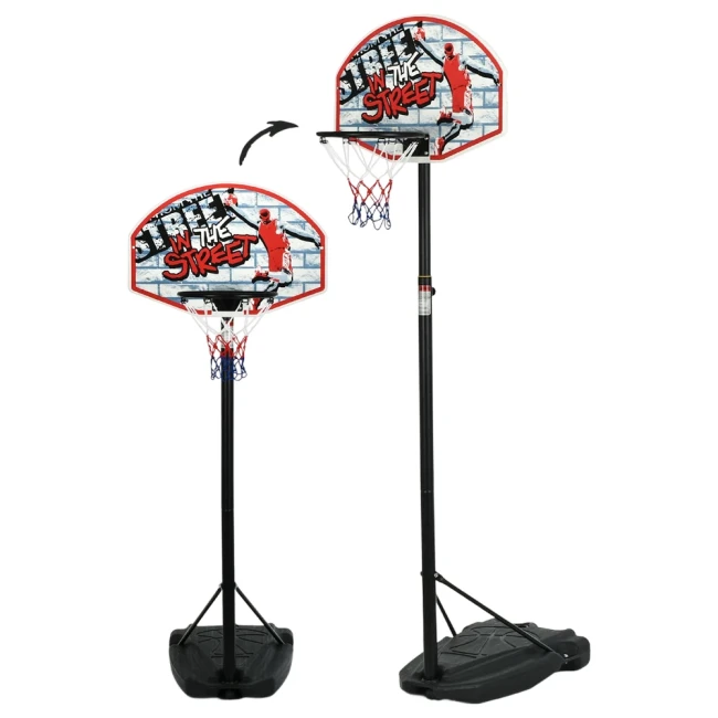 Баскетбольное кольцо MR 1543 (на стойке 180-230 см, щит, сетка, мяч, игла)