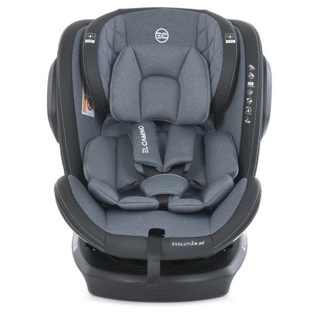 Автокресло El Camino ME 1045 EVOLUTION 2 360⁰  Royal Dark Gray, Isofix+Top Tether, от рождения до 36 кг