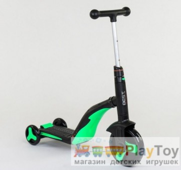 Самокат-беговел детский трехколесный Best Scooter (JT 40405) 3 в 1, Green