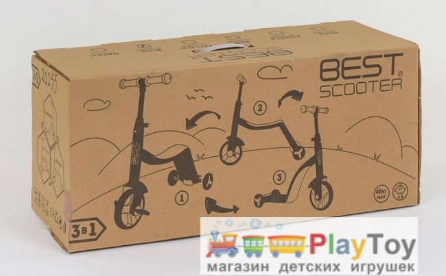 Самокат-беговел детский трехколесный Best Scooter (JT 40405) 3 в 1, Green Самокат-беговел детский трехколесный Best Scooter (JT 40405) 3 в 1, Green