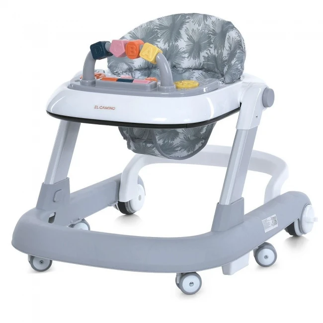 Ходунки для малыша El Camino ME 1163 Multiway Gray 2 в 1 (игровая панель, музыка, подсветка)