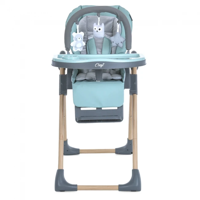Стульчик для кормления El Camino ME 1115-W CRAFT Mint (съемный столик, дуга с подвесками, чехол, 2 колеса)
