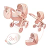 Коляска для кукол DeCuevas 80574 Tulipe 3в1 (трансформер, люлька-переноска, корзинка, сумка)