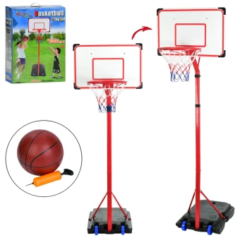 Баскетбольное кольцо MR 1542 (на стойке 206-257 см, щит, сетка, мяч, насос)