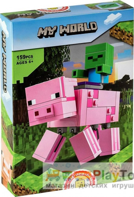 Конструктор «Minecraft» (11473) Великі фігурки: Свиня та Зомбі-дитина, 159 деталей - Аналог Майнкрафт 21157