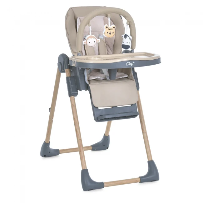 Стульчик для кормления El Camino ME 1115-W CRAFT Beige (съемный столик, дуга с подвесками, чехол, 2 колеса)
