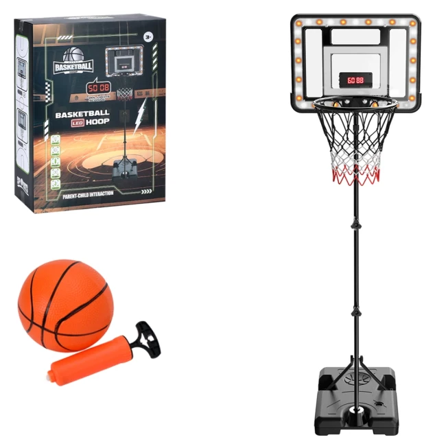 Баскетбольное кольцо MR 0800 с электронным табло (на стойке 148-179 см, щит, сетка, мяч, насос)