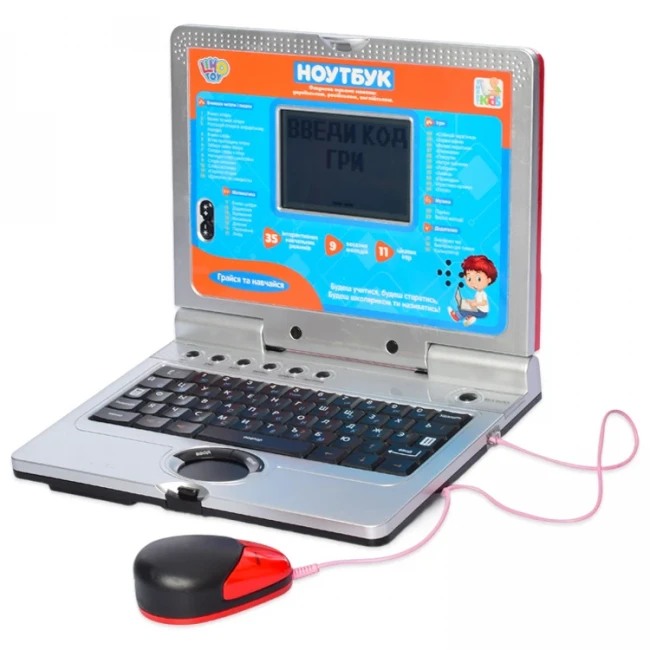 Детский ноутбук Limo Toy SK 7073 (учебный - 35 функций, 11 игр, мышка, на батарейках)
