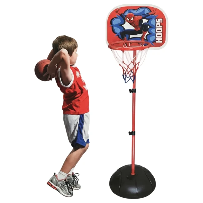 Баскетбольное кольцо 666 D8 Spider Man 2в1 (на стойке 95-120 см, щит, сетка, мяч, насос)