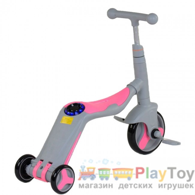 Самокат-беговел-велосипед детский трехколесный Best Scooter (JT 90601) 3 в 1, Серо-розовый Самокат-беговел-велосипед детский трехколесный Best Scooter (JT 90601) 3 в 1, Серо-розовый