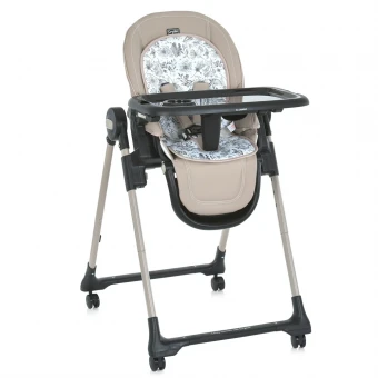 Стульчик для кормления El Camino ME 1037-B CRYSTAL Beige (съемный столик, чехол, 4 колеса)