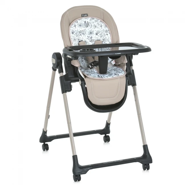 Стульчик для кормления El Camino ME 1037-B CRYSTAL Beige (съемный столик, чехол, 4 колеса)