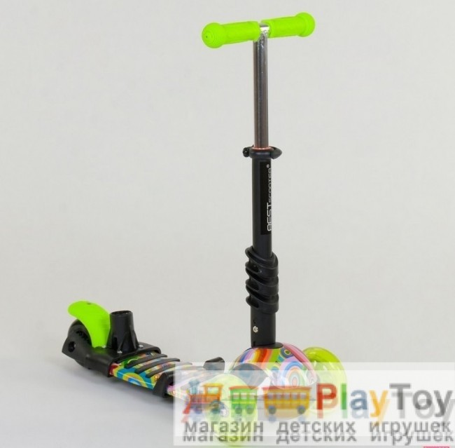 Самокат-біговів дитячий триколісний Best Scooter (33650) 5 в 1, є підсвічування коліс, PU-колеса, абстракція, зелений Самокат-біговів дитячий триколісний Best Scooter (33650) 5 в 1, є підсвічування коліс, PU-колеса, абстракція, зелений