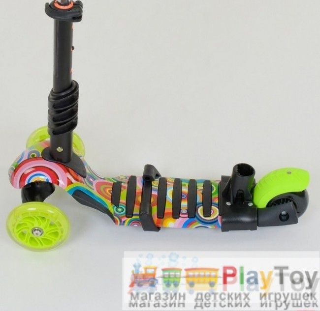 Самокат-біговів дитячий триколісний Best Scooter (33650) 5 в 1, є підсвічування коліс, PU-колеса, абстракція, зелений Самокат-біговів дитячий триколісний Best Scooter (33650) 5 в 1, є підсвічування коліс, PU-колеса, абстракція, зелений