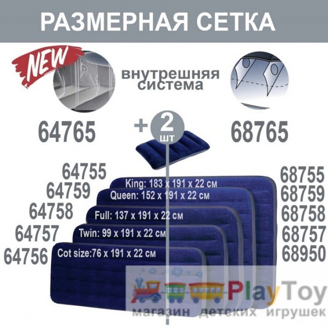 Надувной матрас Intex 64757 - 99х191х25 см Надувной матрас Intex 64757 - 99х191х25 см