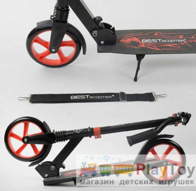 Самокат детский двухколесный Best Scooter (77449) "Shark", красный, амортизатор, колеса 200 - PU Самокат детский двухколесный Best Scooter (77449) "Shark", красный, амортизатор, колеса 200 - PU