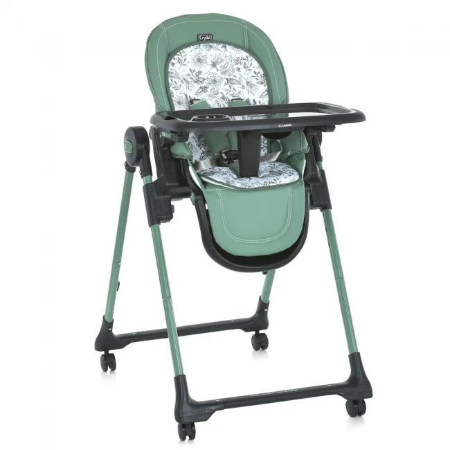 Стільчик для годування El Camino ME 1037-B CRYSTAL Green (знімний столик, чохол, 4 колеса)