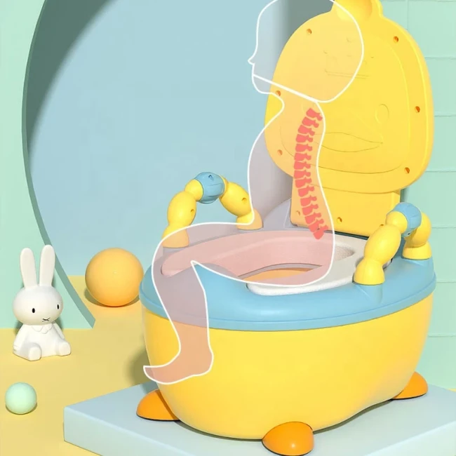 Детский портативный горшок Baby Comfort 8946 Утенок (складной, накладка, ёршик)