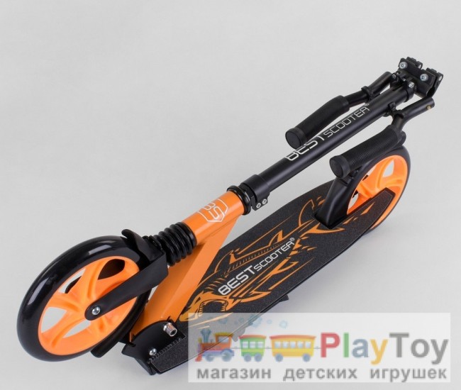 Самокат детский двухколесный Best Scooter (71429) "Shark", оранжевый, амортизатор, колеса PU-200 Самокат детский двухколесный Best Scooter (71429) "Shark", оранжевый, амортизатор, колеса PU-200
