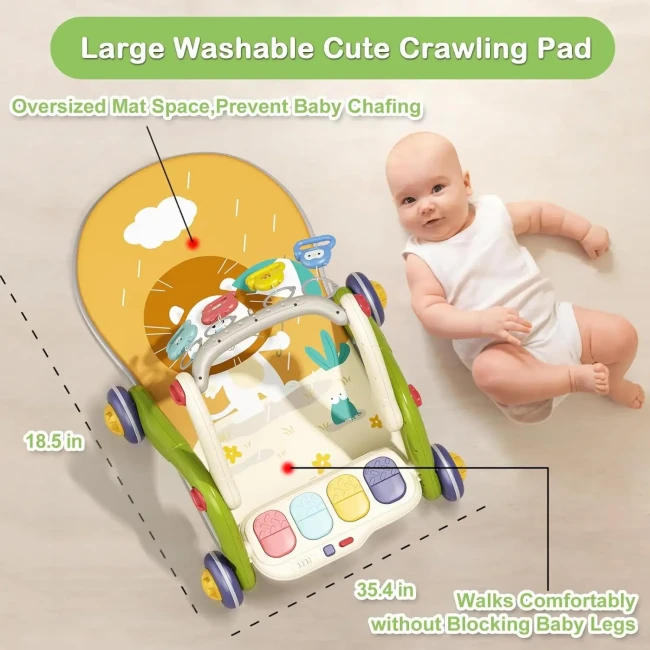 Ходунки-каталка коврик Walker Fitness 6666 3 в 1 (бизиборд, 4 погремушки-подвески, пианино, мелодии, подсветка)