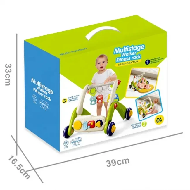 Ходунки-каталка коврик Walker Fitness 6666 3 в 1 (бизиборд, 4 погремушки-подвески, пианино, мелодии, подсветка)