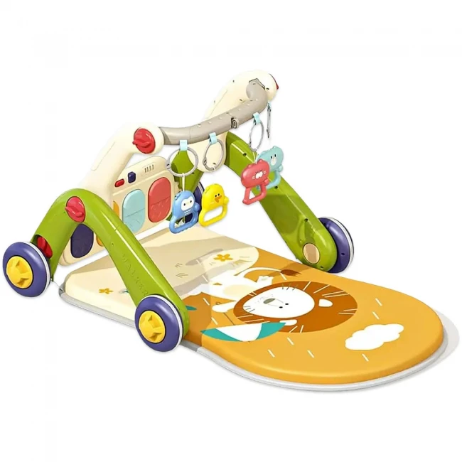 Ходунки-каталка коврик Walker Fitness 6666 3 в 1 (бизиборд, 4 погремушки-подвески, пианино, мелодии, подсветка)