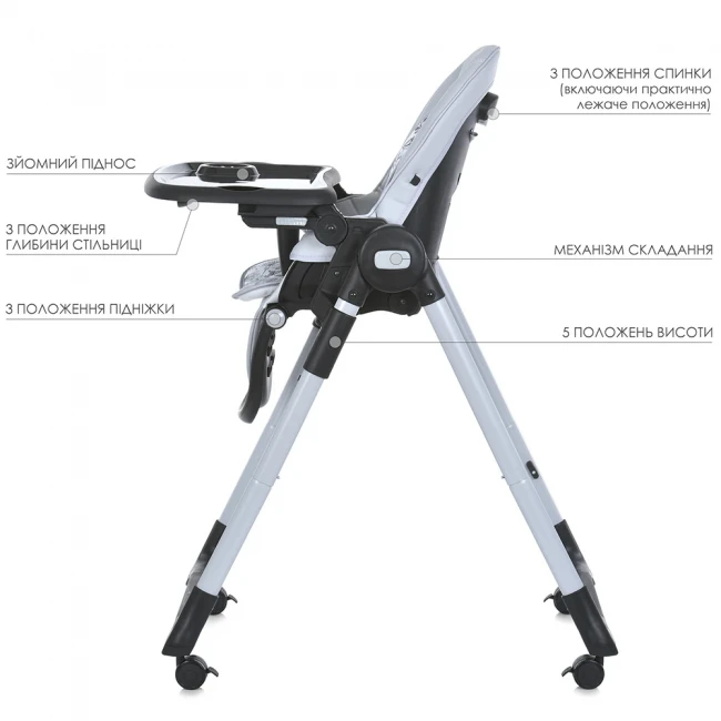 Стульчик для кормления El Camino ME 1037-B CRYSTAL Gray (съемный столик, чехол, 4 колеса) Стульчик для кормления El Camino ME 1037-B CRYSTAL Gray (съемный столик, чехол, 4 колеса)