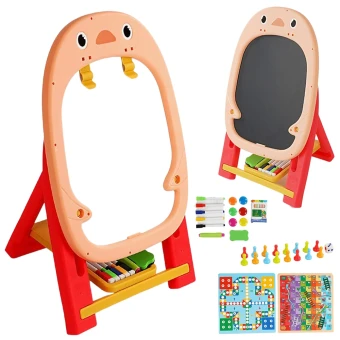 Дитячий мольберт 050-36 двосторонній (крейда, маркери, трафарет, настільні ігри)