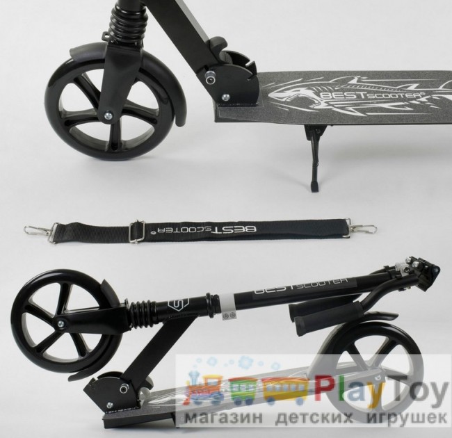 Самокат детский двухколесный Best Scooter (68848) "Shark", черный, амортизатор, колеса PU-200